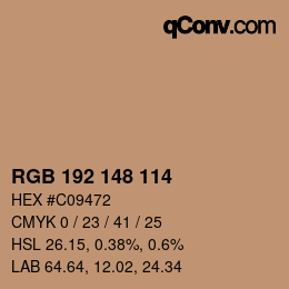 Color code: RGB 192 148 114 | qconv.com