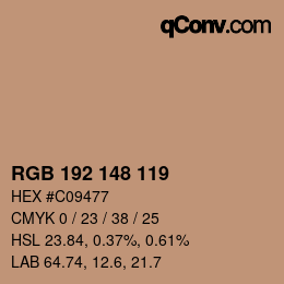 Color code: RGB 192 148 119 | qconv.com