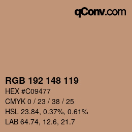 Código de color: RGB 192 148 119 | qconv.com