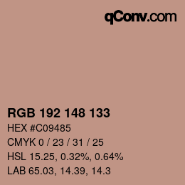 Color code: RGB 192 148 133 | qconv.com