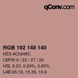 Código de color: RGB 192 148 140 | qconv.com