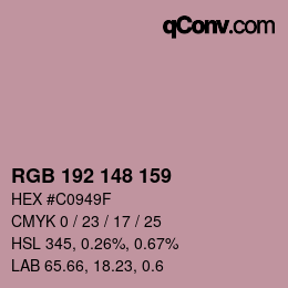 カラーコード: RGB 192 148 159 | qconv.com