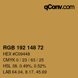 Color code: RGB 192 148 72 | qconv.com