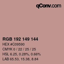 カラーコード: RGB 192 149 144 | qconv.com