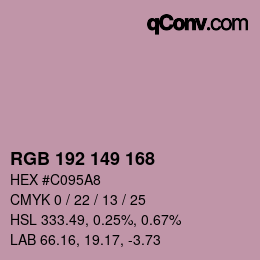 Color code: RGB 192 149 168 | qconv.com