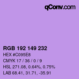 カラーコード: RGB 192 149 232 | qconv.com