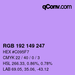Color code: RGB 192 149 247 | qconv.com