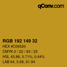 カラーコード: RGB 192 149 32 | qconv.com