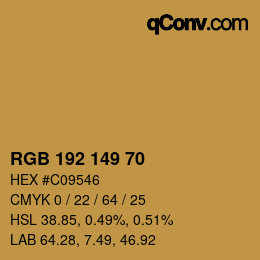 カラーコード: RGB 192 149 70 | qconv.com