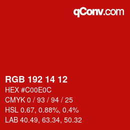 Color code: RGB 192 14 12 | qconv.com