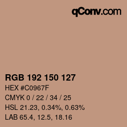 Color code: RGB 192 150 127 | qconv.com