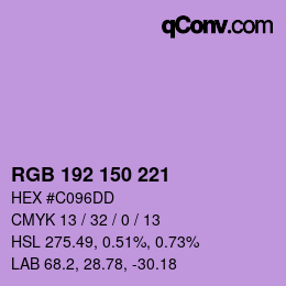 カラーコード: RGB 192 150 221 | qconv.com