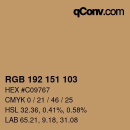 カラーコード: RGB 192 151 103 | qconv.com