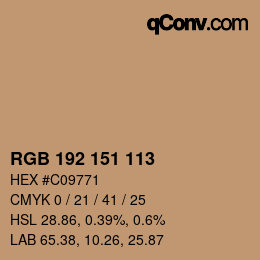 Color code: RGB 192 151 113 | qconv.com