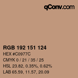 Color code: RGB 192 151 124 | qconv.com