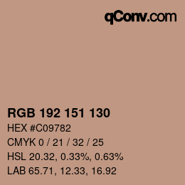 Color code: RGB 192 151 130 | qconv.com
