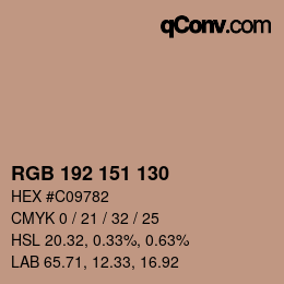 Color code: RGB 192 151 130 | qconv.com