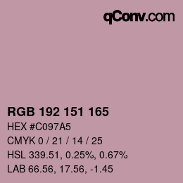 カラーコード: RGB 192 151 165 | qconv.com