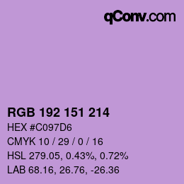 Color code: RGB 192 151 214 | qconv.com