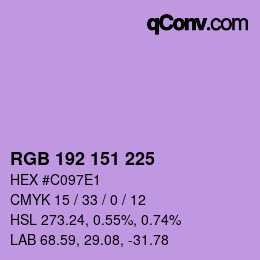 Color code: RGB 192 151 225 | qconv.com