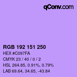 Color code: RGB 192 151 250 | qconv.com