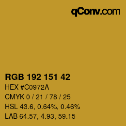 カラーコード: RGB 192 151 42 | qconv.com