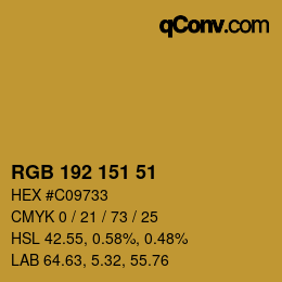 Color code: RGB 192 151 51 | qconv.com