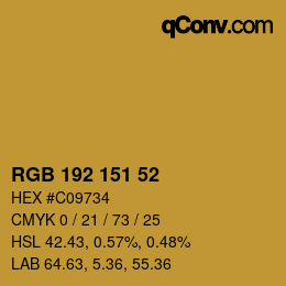 Color code: RGB 192 151 52 | qconv.com