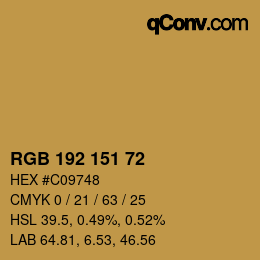 Color code: RGB 192 151 72 | qconv.com