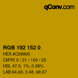 カラーコード: RGB 192 152 0 | qconv.com