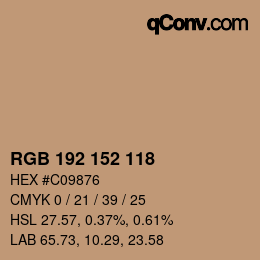 Color code: RGB 192 152 118 | qconv.com