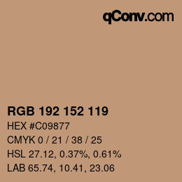 Color code: RGB 192 152 119 | qconv.com