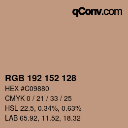 Color code: RGB 192 152 128 | qconv.com