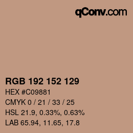 カラーコード: RGB 192 152 129 | qconv.com