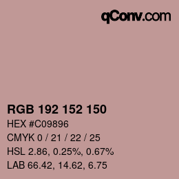 Color code: RGB 192 152 150 | qconv.com