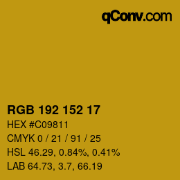 Color code: RGB 192 152 17 | qconv.com