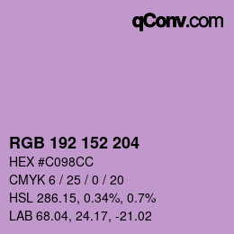カラーコード: RGB 192 152 204 | qconv.com
