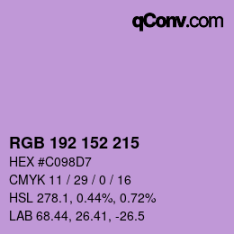 カラーコード: RGB 192 152 215 | qconv.com