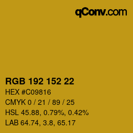 Color code: RGB 192 152 22 | qconv.com