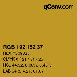 カラーコード: RGB 192 152 37 | qconv.com