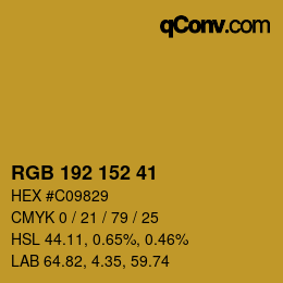 カラーコード: RGB 192 152 41 | qconv.com