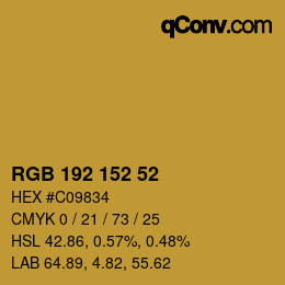 Color code: RGB 192 152 52 | qconv.com