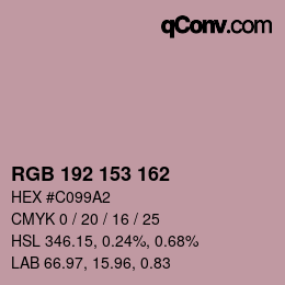 Color code: RGB 192 153 162 | qconv.com