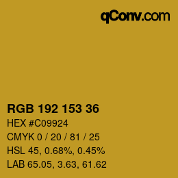 Color code: RGB 192 153 36 | qconv.com