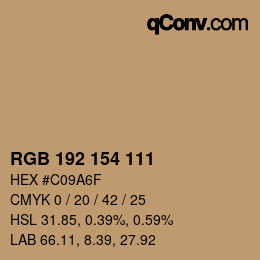 カラーコード: RGB 192 154 111 | qconv.com