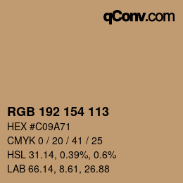 Color code: RGB 192 154 113 | qconv.com