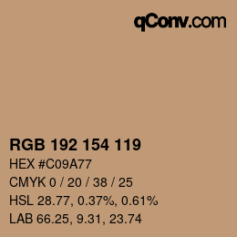 Color code: RGB 192 154 119 | qconv.com