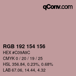 カラーコード: RGB 192 154 156 | qconv.com