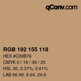 Color code: RGB 192 155 118 | qconv.com