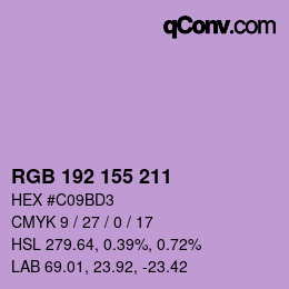 Color code: RGB 192 155 211 | qconv.com